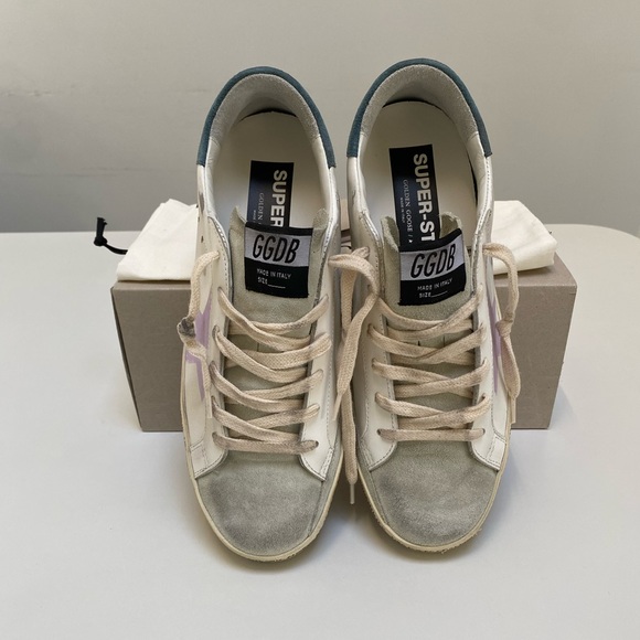 Golden Goose Superstar Sneaker in White/ Ice/ Pink/ Petrol size 40 New in Box - Picture 8 of 14